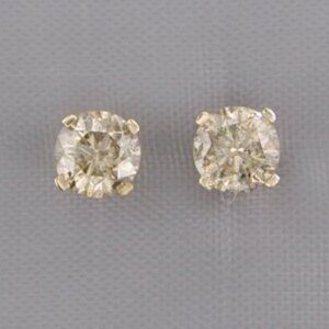 HOLIDAY SPECIAL!  14Kt Yellow Gold 2/3 Carat Champagne Diamond Stud Earrings